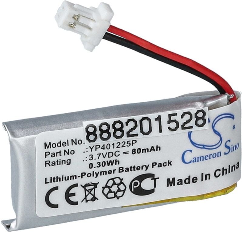 Vhbw - 1x Akku kompatibel mit Sena SC-HR01, 10U-AR-01, 10U-HR-01 Wireless Headset Kopfhörer (80 mAh, 3,7 v, Li-Polymer)