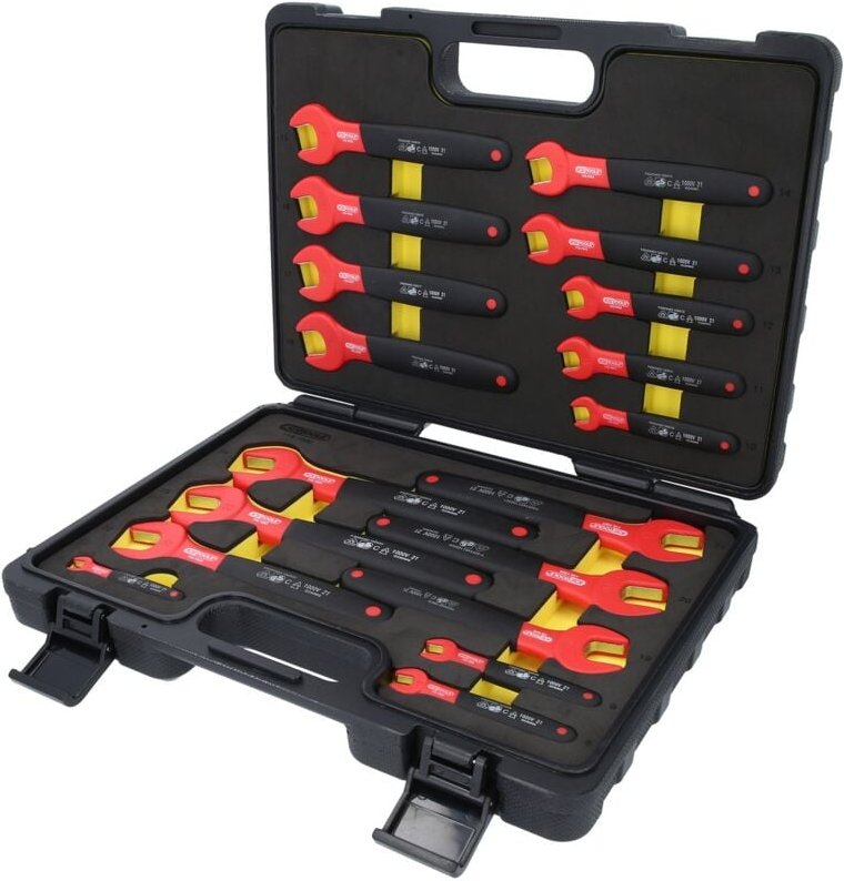 Ks Tools Maulschlüssel-Satz mit Schutzisolierung, 18-tlg