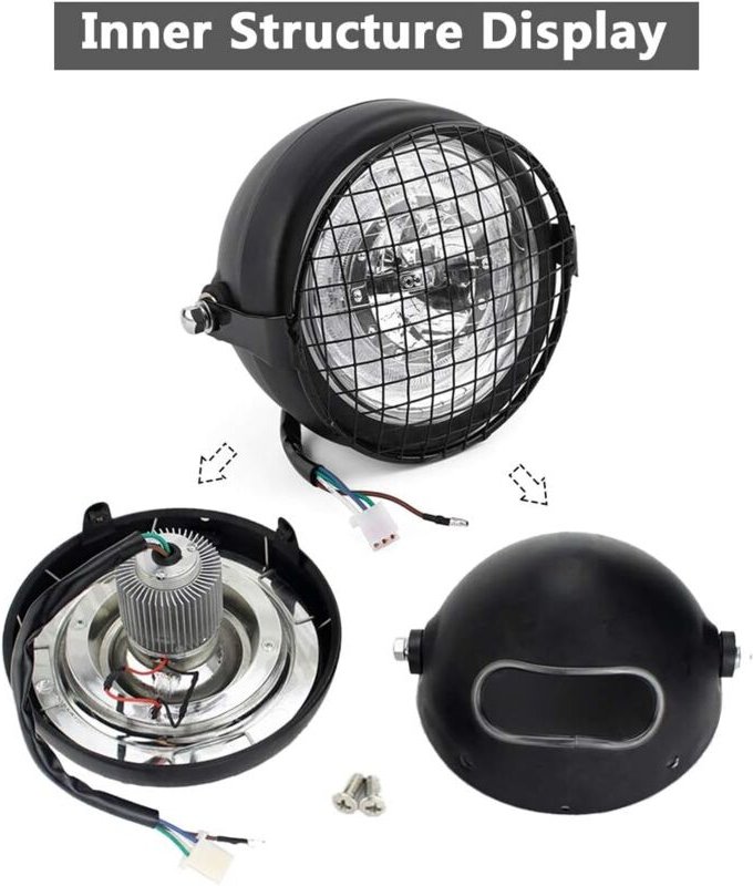 Ej.Life Motorrad-Scheinwerfer, 6,5 Zoll (6,5 Zoll) Motorrad Scheinwerfer Montage, Motorradscheinwerfer Frontscheinwerfer...