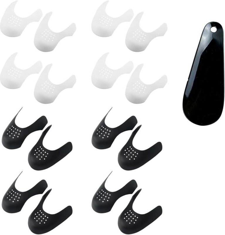 Paar Schuhschutz und 1 Stück Schuhlöffel-Set, Faltbare Schutzvorrichtungen für Schuhe, Atmungsaktive Schuhe, Geknitterte...