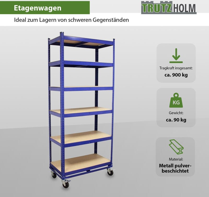 Etagenwagen Rollwagen 900kg 215cm Hoch 6 Ebenen 150 kg je Boden Transportwagen Magazinwagen Kommissionierregal