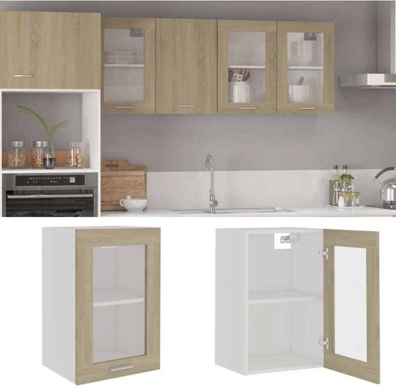 Hängeglasschrank Lyon Sonoma-Eiche 40x31x60 cm Holzwerkstoff Vidaxl