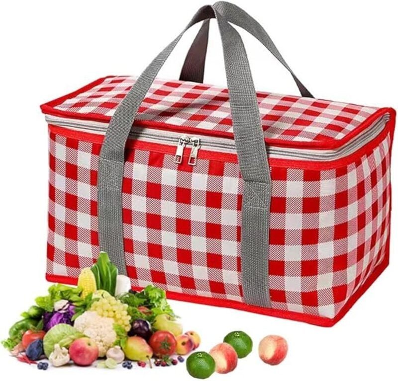 Thumbnail - Picknick-Kühltasche – Reißverschluss oben zum Warmhalten oder Kühlen – Perfekt für Picknicks, den Strand, Essenslieferun...