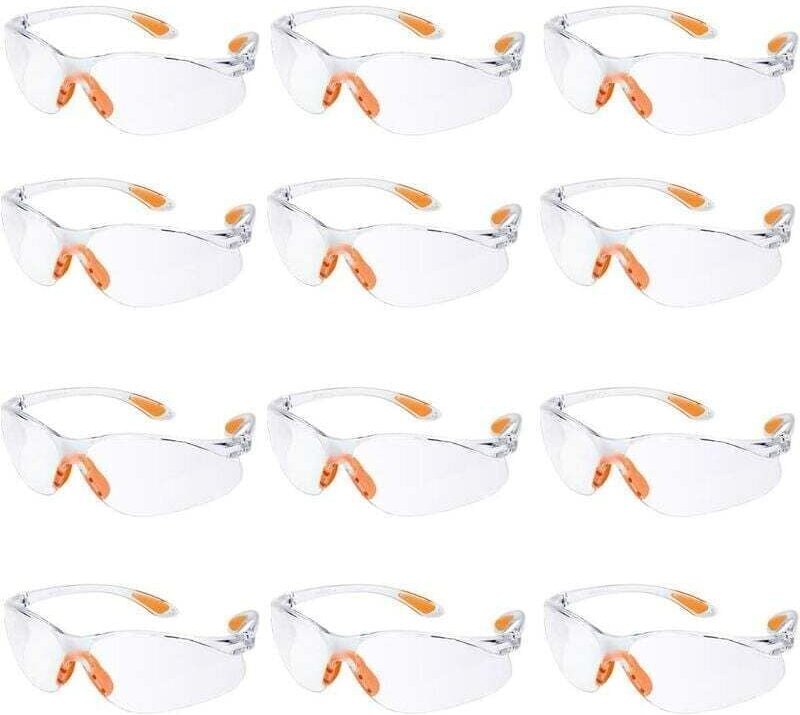 12er-Pack Schutzbrille, Augenschutzbrille, Arbeit mit klarer Linse, Gumminase, Baustelle, Arbeitsschutzbrille, kratzfest