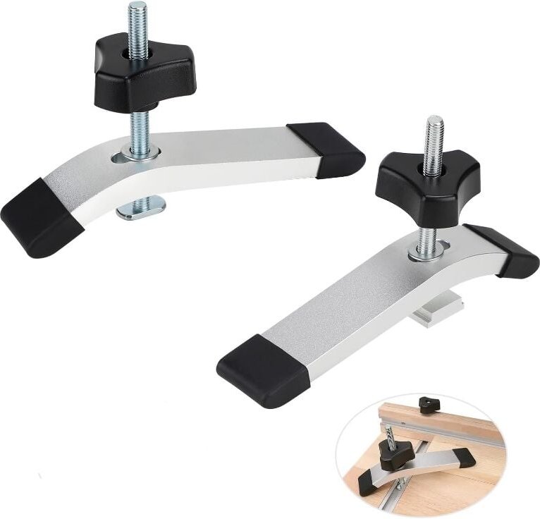 Sollbry Sätze T-Schienen-Halteklemmen aus Aluminiumlegierung, T-Schienen-Schnellspann-T-Halteklemmen-Set für Holz- und M...