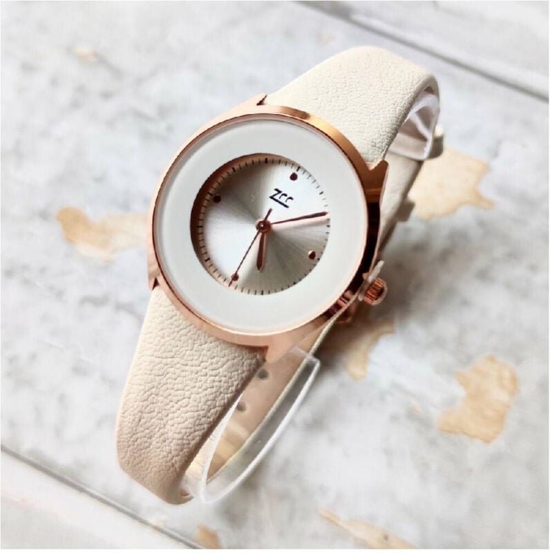 Trade Shop Traesio - Trade Shop - orologie nach polso zcc analogico elegante mode mit cinturino pelle bianco -