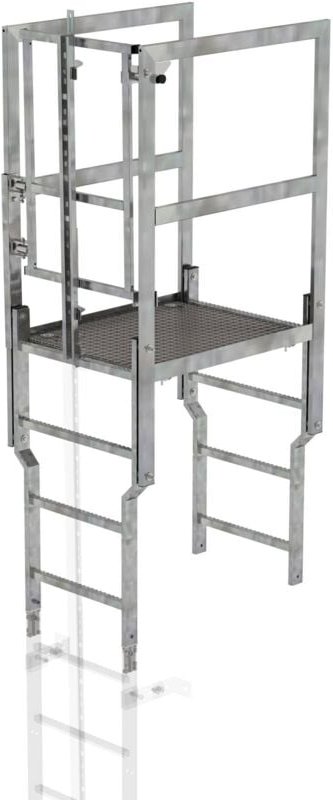 Günzburger Steigtechnik Attika-Überstieg mit SI-Türe und Steigschutzschiene Stahl-verzinkt - 063507