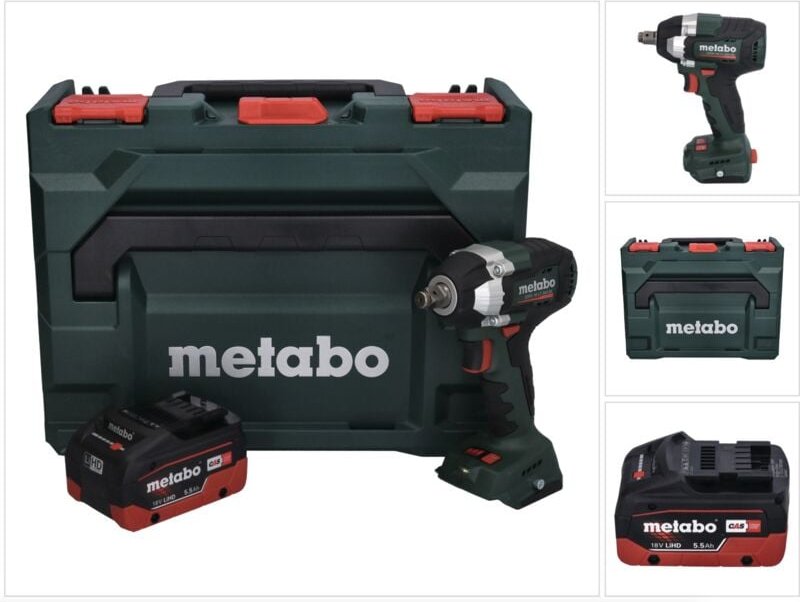 Metabo SSW 18 LT 300 BL Akku Schlagschrauber 18 V 300 Nm Brushless + 1x Akku 5,5 Ah + metaBOX - ohne Ladegerät