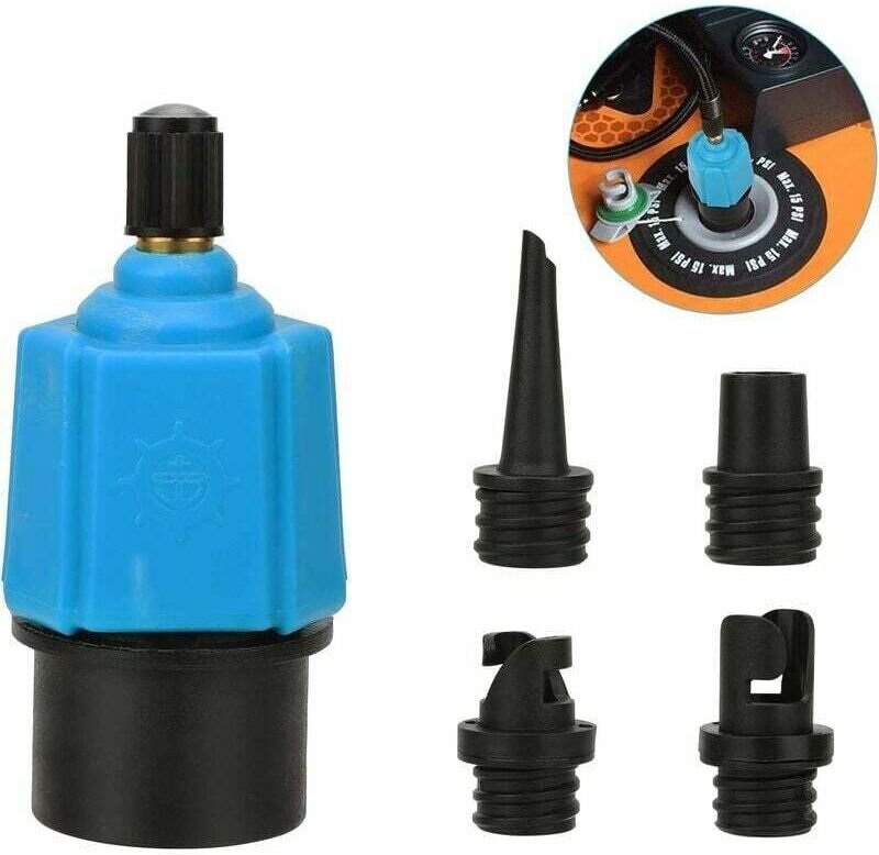 Aufblasbarer SUP-Pumpenadapter, Luftpumpenkonverter, Multifunktions-SUP-Ventiladapter mit 4 Luftventildüsen für Schlauch...