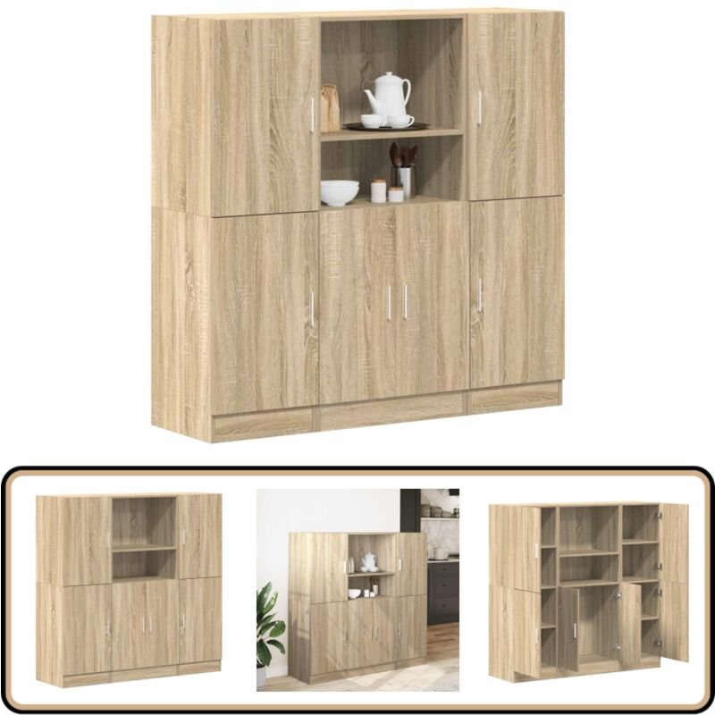 3-tlg. Küchenschrank-Set Sonoma-Eiche Holzwerkstoff - Vidaxl