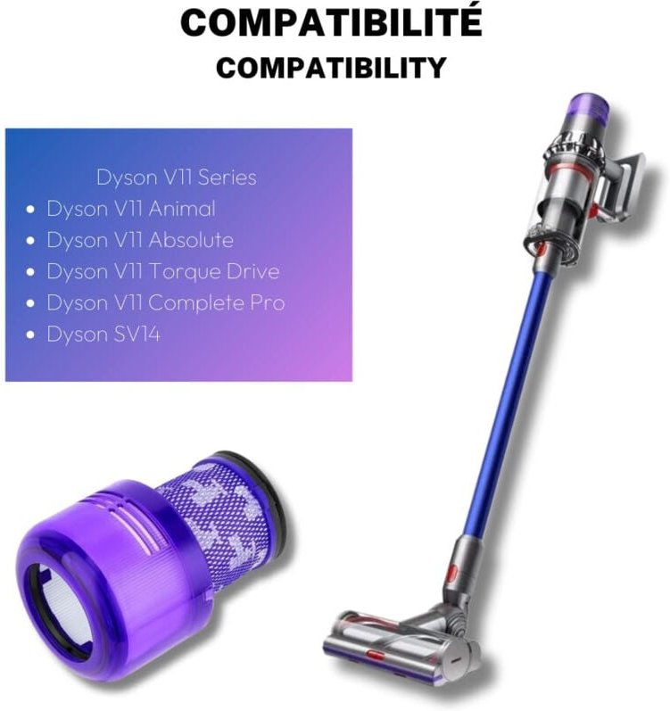 Ersatzteil - Hepa-Filter kompatibel mit V11 V12 V15 mit Reinigungsbürste - Dyson