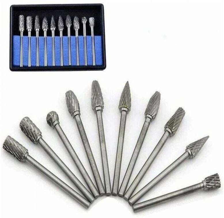 10 fresas rotativas de carburo de tungsteno, cabezal de pulido de metal para herramientas rotativas, amoladoras y carpin...