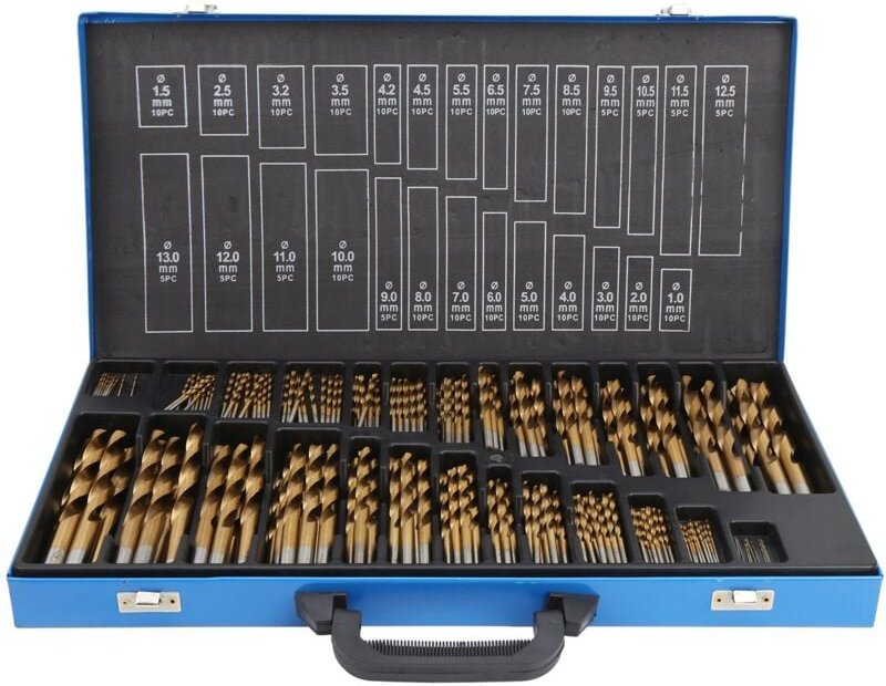 230pcs metrische Bohrbits mit Aufbewahrungsbox Hochgeschwindigkeitsstahl für Eisenalum in Paste aus Kunststoff - Jefferg...