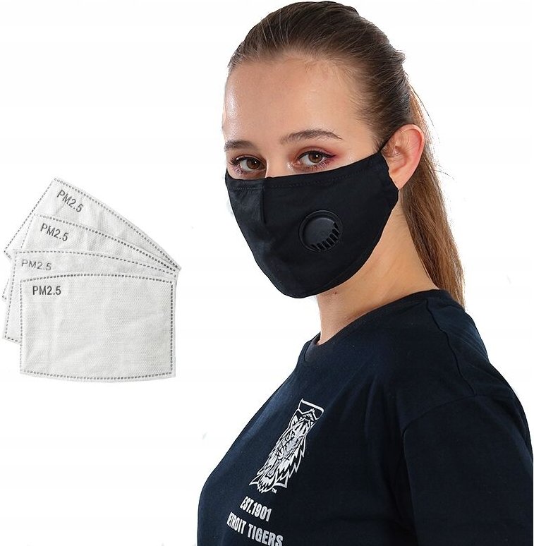 SCHWARZE SET-Maske + 3x PM 2.5 FILTER