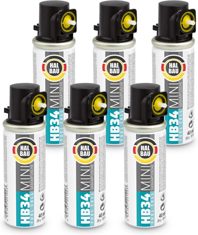 Halbau - Gaskartusche 80mm 40ml Fuel Cell Ersatzgas für Stiftnagler HB34 - 6 St.