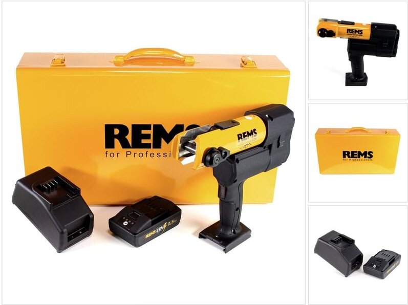 REMS Akku-Press Acc 22V Radialpresse im SBK Set ( 576010 R220 ) im Stahlblechkasten + 1x 2,5 Ah Akku + Ladegerät