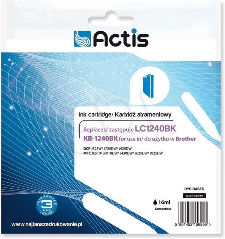 Thumbnail - ACTIS KB-1240Bk - Brother LC1240BK/LC1220BK Ersatz-Tintenpatrone, Schwarz, 19ml