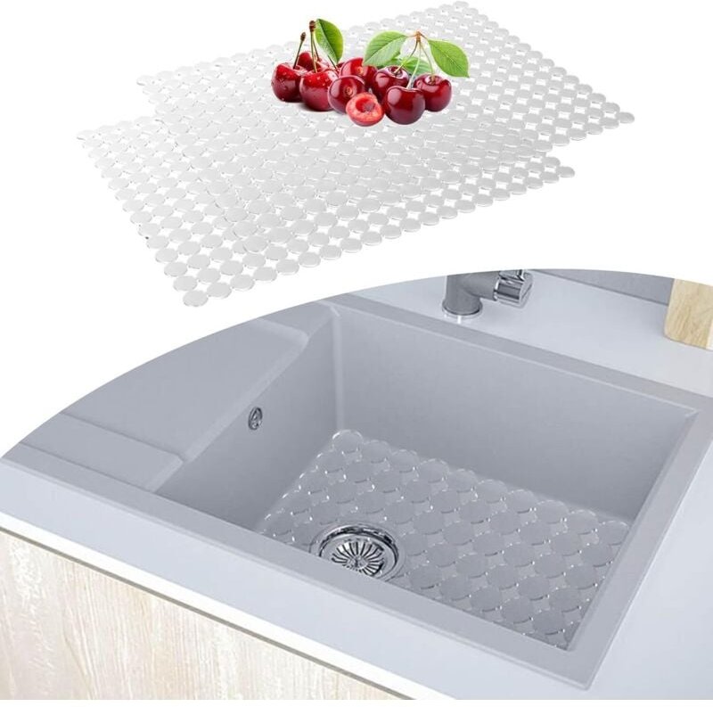 Spülbeckenmatte für die Küche, 2er-Set, schneidbare Spülbeckenmatte, rutschfeste Spülbeckenschutzunterlage, Spülbeckensc...