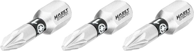 Thumbnail - Bit 2216N-PZ1/3 ∙ 1/4 Zoll (6,3 mm) Sechskant massiv ∙ Pozidriv Profil pz ∙ 3-teilig ∙ sw PZ1