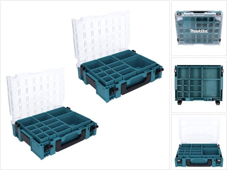 Makita MAKPAC 1 Organizer Set 2x Kleinteilekoffer 395 x 295 x 110 mm ( 2x 191X80-2 ) mit 13x Boxeinsatz