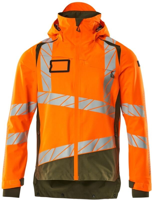 Thumbnail - Hard Shell Jacke mit leichtem Futter Jacke 19301 Gr. l, hi-vis orange/moosgrün - Mascot