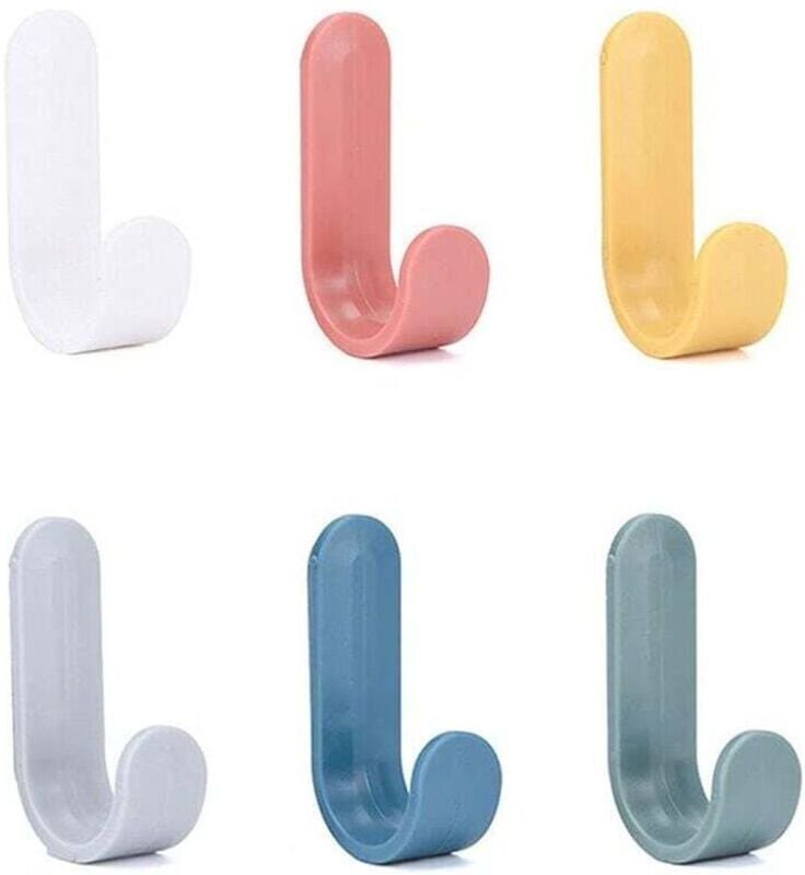 XVX - 6er-Pack selbstklebende Wandhaken, Schalhaken, Haken für Küchenutensilien, Schlüsselhaken aus Kunststoff, geformt