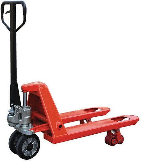 Kleiner manueller Hubwagen mit kurzen Gabeln 650 x 450 mm, 2,5 t – Ideal für Halbpaletten und beengte Platzverhältnisse ...