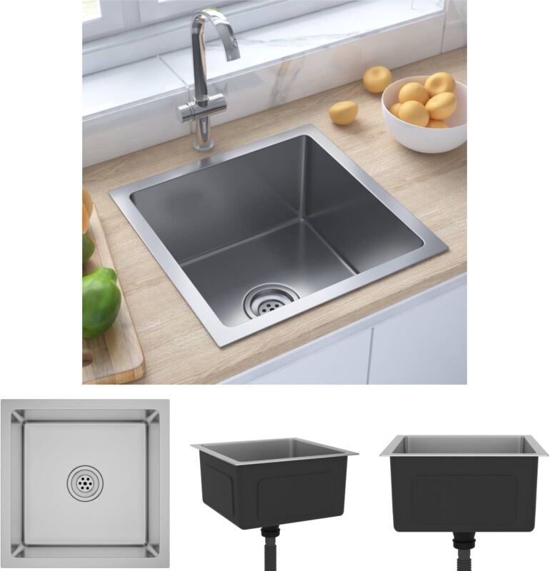 The Living Store Handgemachte Einbauspüle Edelstahl - Küchenspülen & Spülbecken