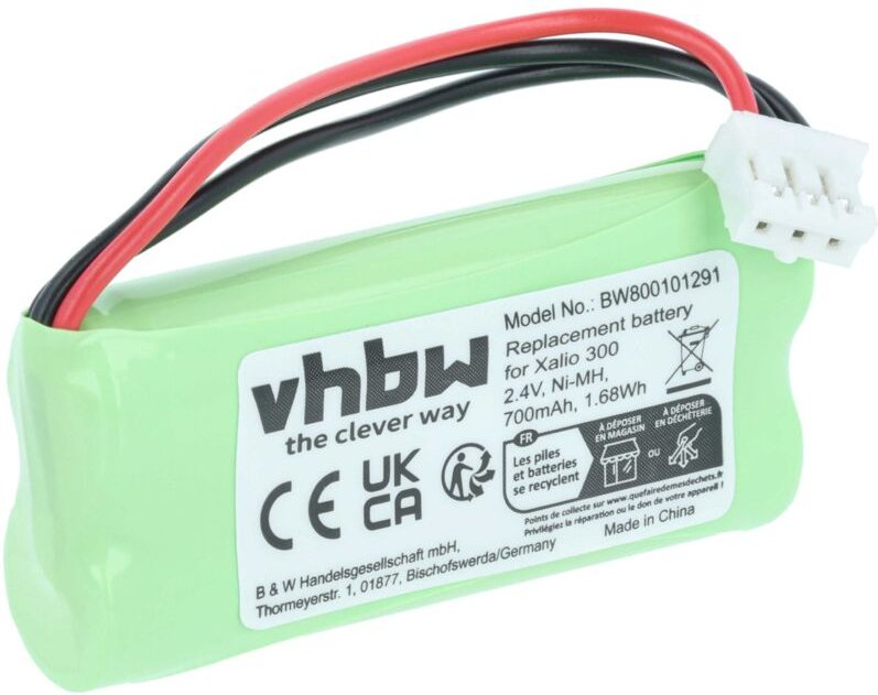 Vhbw - 1x Akku kompatibel mit Philips Aleor 300 schnurlos Festnetz Telefon (700 mAh, 2,4 v, NiMH) - Ersatz für 2HR-AAAU,...