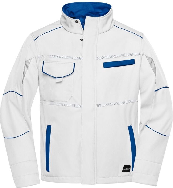Thumbnail - James&nicholson - Wind- und Wasserfeste Softshelljacke JN851 Gr. l white/royal