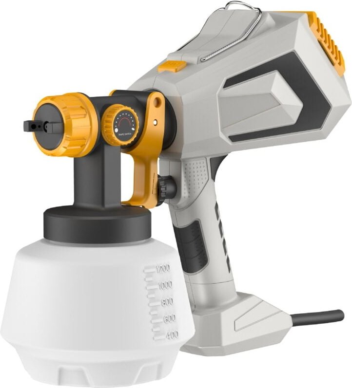 Farbsprühgerät – 700 W HVLP-Farbsprühpistole, 1200 ml Behälter mit hoher Kapazität und einfacher Reinigung, 5 Messingdüs...