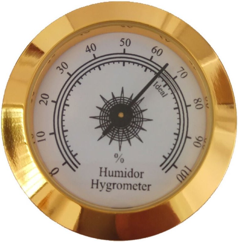 Rundes digitales Feuchtigkeits-Hygrometer für Violine und Zigarren zur Instrumentenpflege (golden, 50 mm) - Ahlsen