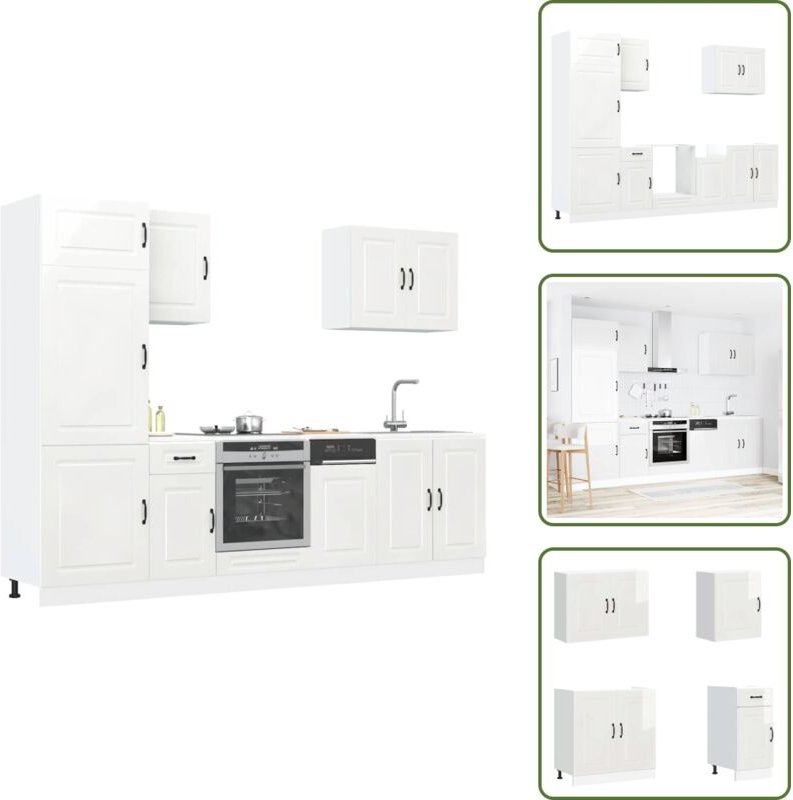 7-tlg. Küchenschrank-Set Kalmar Hochglanz-Weiß Holzwerkstoff - Küchenschrank-Set - Küchenschrank-Sets - Küchenzeile Einb...