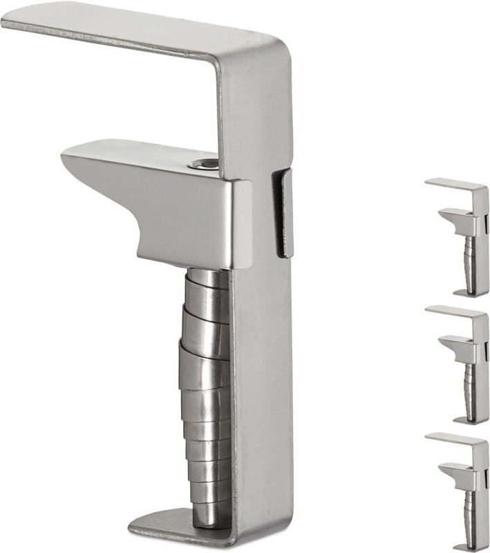 12er Set Tischklammern, verstellbare Tischdeckenklammern für dicke Tische, Edelstahl, bis 4,2cm Stärke, silber - Relaxda...