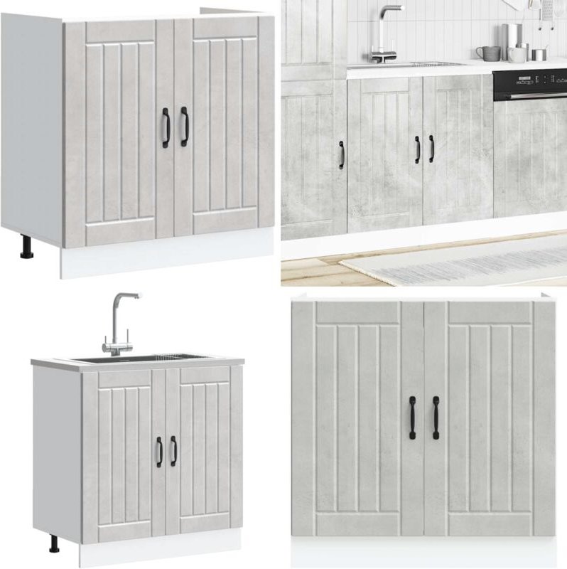 Spülenunterschrank Lucca Betongrau Holzwerkstoff - Vidaxl