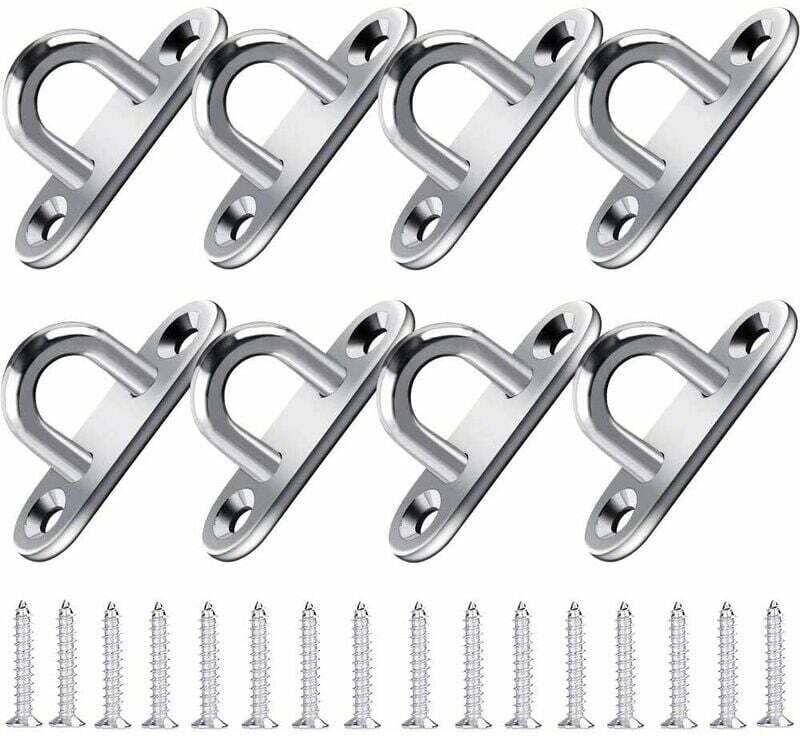 Edelstahlhaken (8 Stück) – Robuste Wandhalterung (5 x 2 cm) – U-förmige Metallhaken mit 2 Löchern, hält bis zu 40 kg Gew...