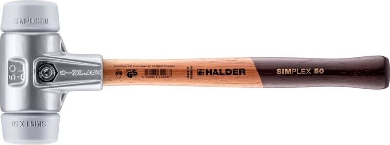 SIMPLEX-Schonhammer, TPE-mid mit Aluminiumgehäuse und hochwertigem Holzstiel D=50 mm 3103.050