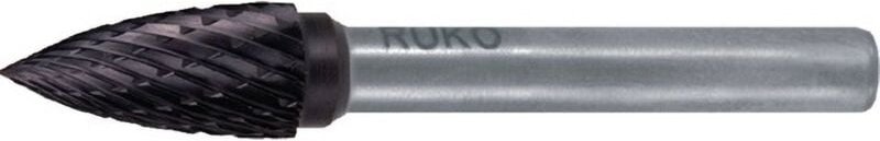 Hartmetall-Frässtift spg ø 16 mm Kopflänge 25 mm Schaft-Ø 6 mm TiCNVerzahnung kvz 4 - 116029TC - Ruko
