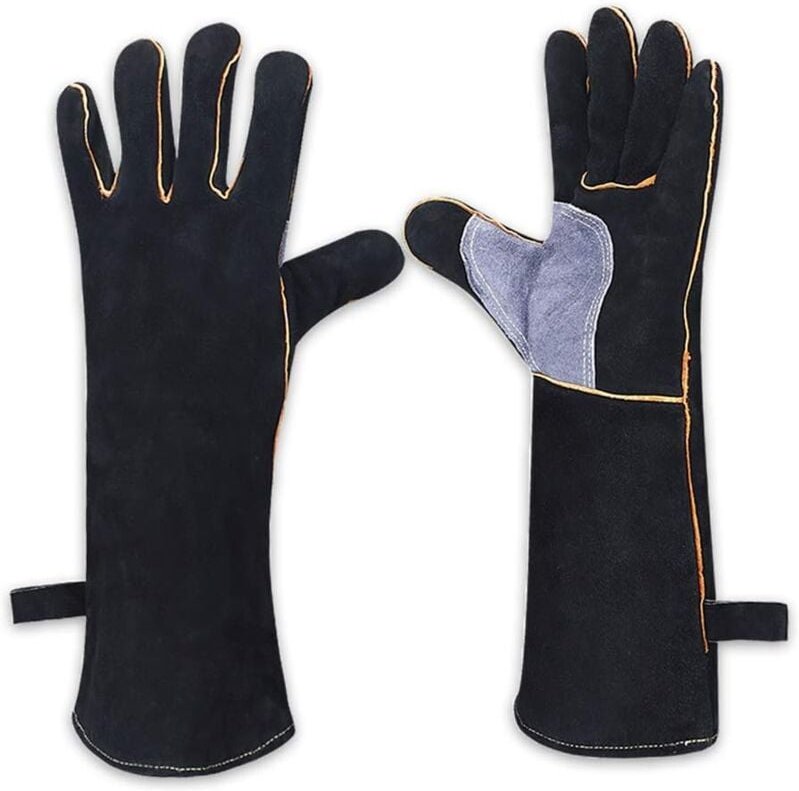 Thumbnail - Robuste Schweißerhandschuhe, hitze- und feuerbeständig, mit Kevlar-Nähten, Arbeitshandschuhe für Kamin, Herd, Ofen, Gril...