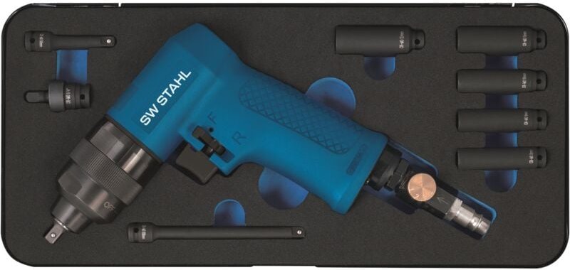 SW-Stahl S3224 Druckluft-Schlagschrauber Set I 1/4 Zoll I 9-teilig I Speziell für Glühkerzen I Druckluftschrauber für Re...