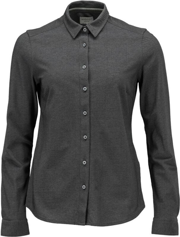 Hemd, klassische Damenpassform, Stretch Damenbluse Gr. 44, dunkelanthtazit/hellgrau-meliert - Mascot