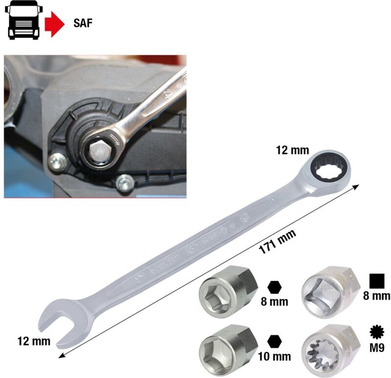 KS Tools Bremskolben Spezial-Steckschlüssel-Satz für WABCO und Knorr Scheibenbremsen, 5-tlg