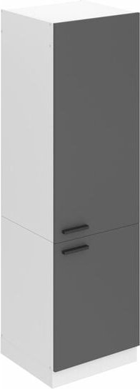 Kühlschrank Schrank Hochschrank Küche ssl. 60 cm Breite und 204 cm Höhe. Einbauschrank für Kühlschrank mit 2 Türen, Silb...