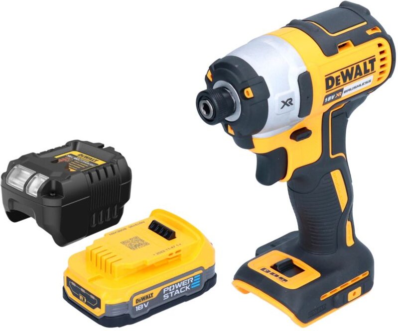 DeWalt DCF 887 E1 Akku Schlagschrauber 18 V 205 Nm 1/4" Brushless + 1x Powerstack Akku 1,7 Ah + Ladegerät