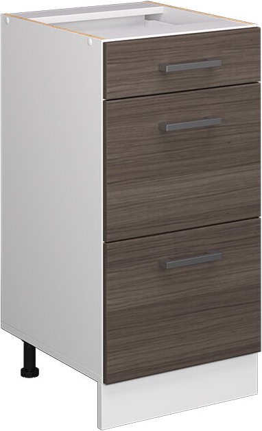 Unterschrank R-Line, Grau, 40 cm mit Schubladen, ohne Arbeitsplatte, Vicco