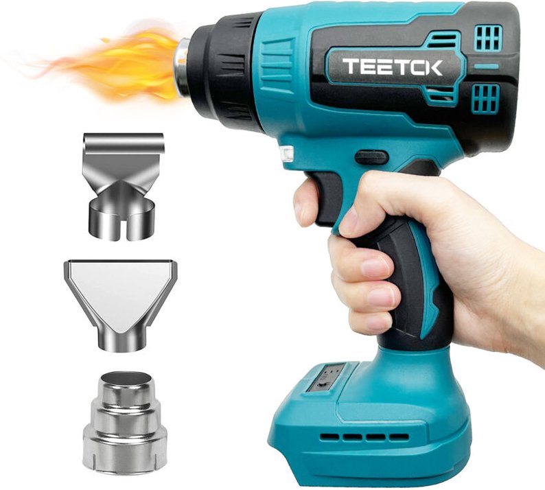 Teetok - Heißluftpistole, kabellose elektrische Heizung,Kompatibel mit Makita-Akku, mit 3 Düsen, Hand-Heißluftpistole, f...