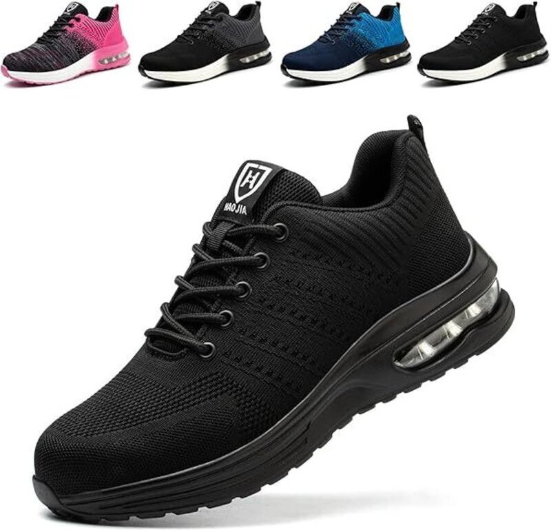 Thumbnail - Scarpe antinfortunistiche da uomo e da donna, leggere e traspiranti, comode scarpe da lavoro con puntale in acciaio rosa...