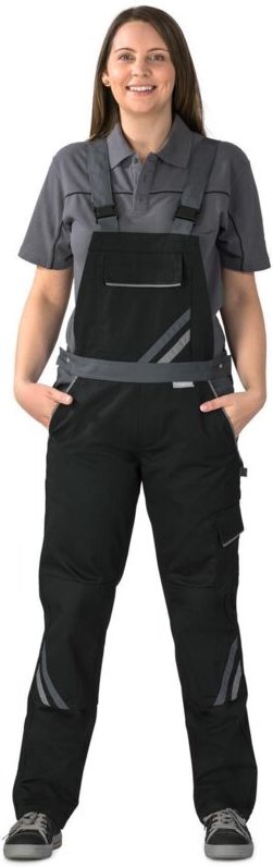 Planam Highline Damen Latzhose schwarz/schiefer/zink 48