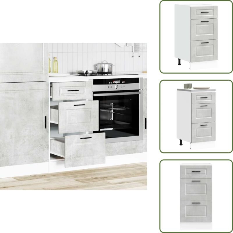 The Living Store - vidaXL Küchenunterschrank Porto Betongrau Holzwerkstoff