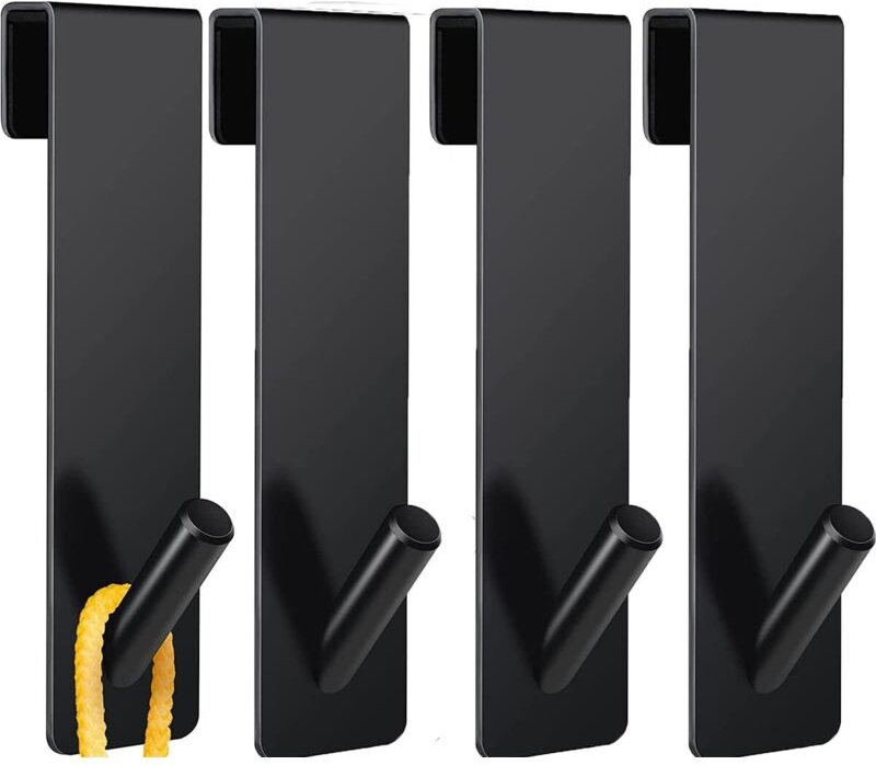 Stück Duschtürhaken, Edelstahl-Handtuchhalterhaken ohne Bohren an rahmenloser Duschtür für Badezimmer (17 cm schwarz) - ...